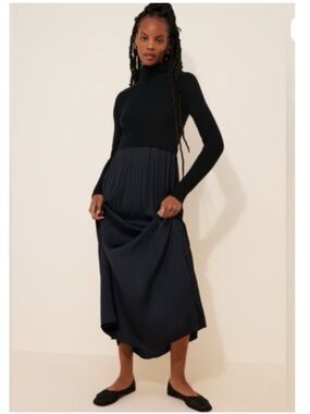 Anthropologie Thea Twofer Sweater Dress Black Sz 1x NWOT